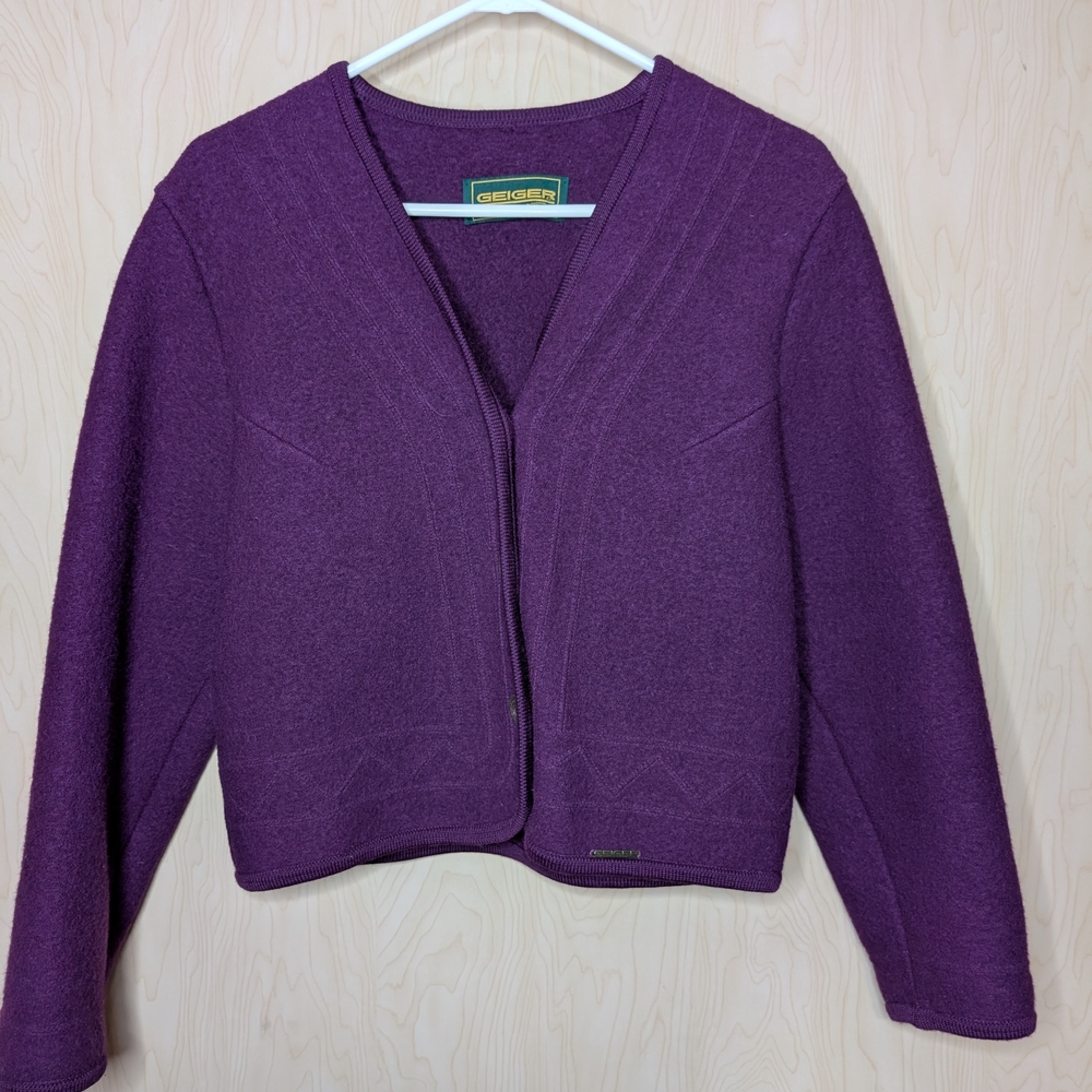 Grandma Cottagecore Modest Geiger Purple Wool Cardigan